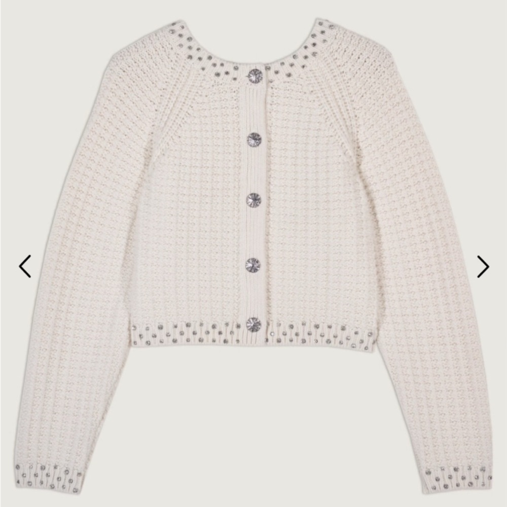 Maje White Knit Sweater Jacket